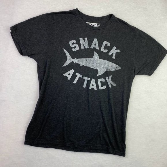 BUY ME BRUNCH Men's Dark Gray Graphic Tee SNACK ATTACK Shirt Size LARGE - Picture 1 of 6